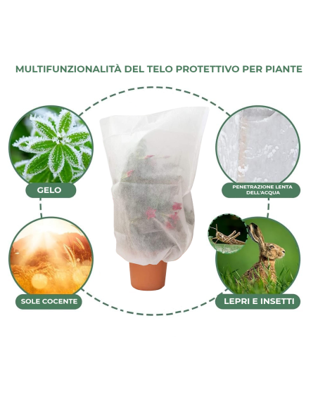 2pz Cappuccio di Protezione Pianta TNT 100X80 Sacchi Antigelo Telo Copri Piante