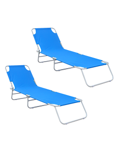 2pz Lettini Prendisole Pieghevole 2309 Acciaio Schienale... 2