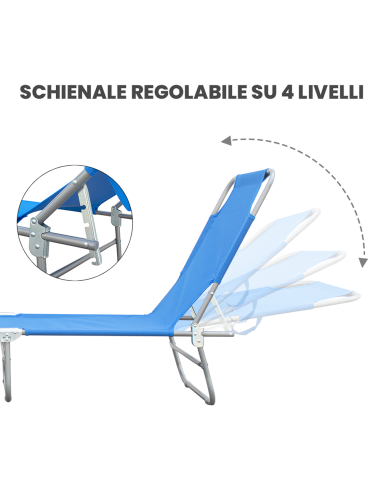 2pz Lettini Prendisole Pieghevole 2309 Acciaio...