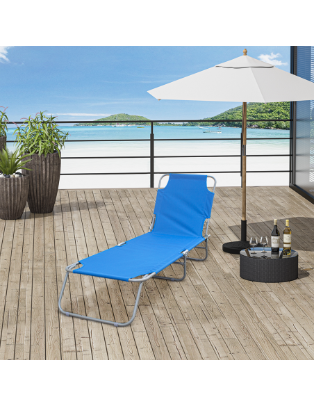 2pz Lettini Prendisole Pieghevole 2309 Acciaio Schienale Reclinabile 4 Posizioni