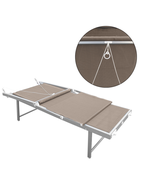 2pz Lettino Prendisole Mare LUXURIOUS Parasole Alluminio Reclinabile 180X60X40