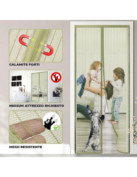 2pz Zanzariera Chiusura Magnetica Calamita 140x245 per Casa Campeggio Finestre