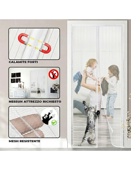 2pz Zanzariera Chiusura Magnetica Calamita 140x245 per Casa Campeggio Finestre