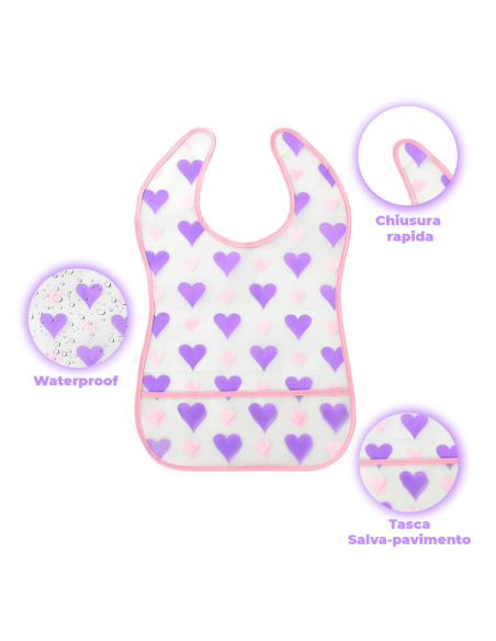 301456 kit 2 Bavaglini impermeabili 0 - 24 mesi con tasca raccogli pappa