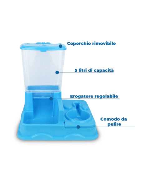 3028 Dispenser BIG automatico cibo e acqua per cani e gatti doppia ciotola