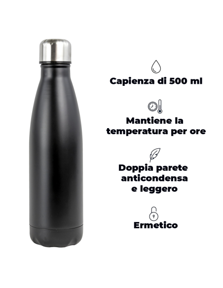 500 mL Borraccia bottiglia termica riutilizzabile in ACCIAIO 186168 Senza BPA