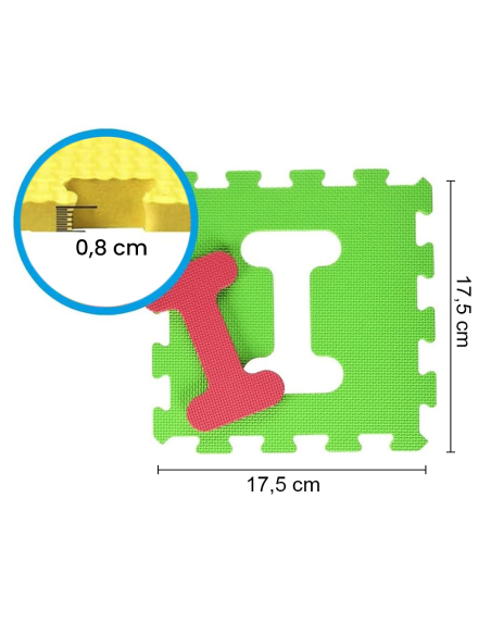 529052 Tappeto puzzle lettere e numeri 36 pz gioco didattico 17 x 17 cm