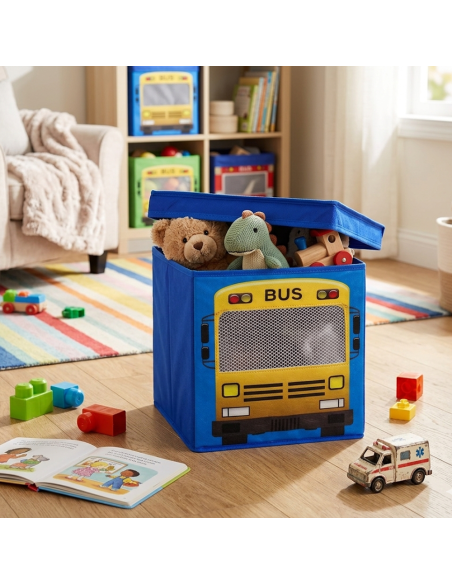 783103 Scatola portagiochi quadrata con coperchio 27 x 28 cm SCIMMIA - BUS