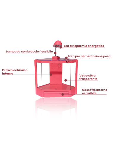 Acquario in plastica 4,5 litri 6 led 2w con...