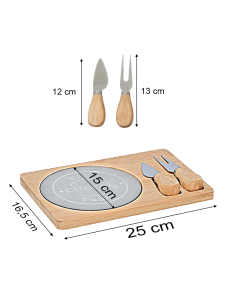 109961 Alpinia Tagliere per formaggio in bamboo con piastra in ardesia accessori 2