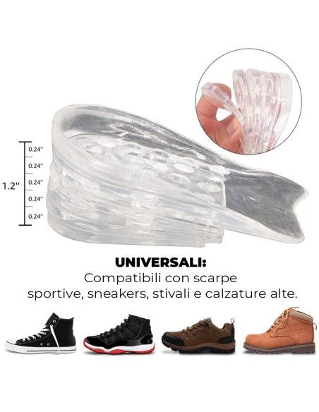 Alzatacco gel 10 pz per scarpe in silicone 5 cm in più