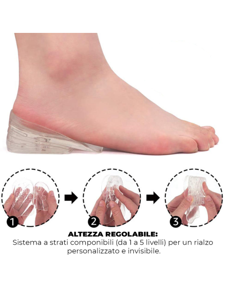 Alzatacco gel 10 pz per scarpe in silicone 5 cm in più