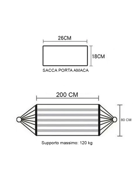 Amaca da giardino in cotone 276846 colorata L. 200 x P. 80 cm con sacca