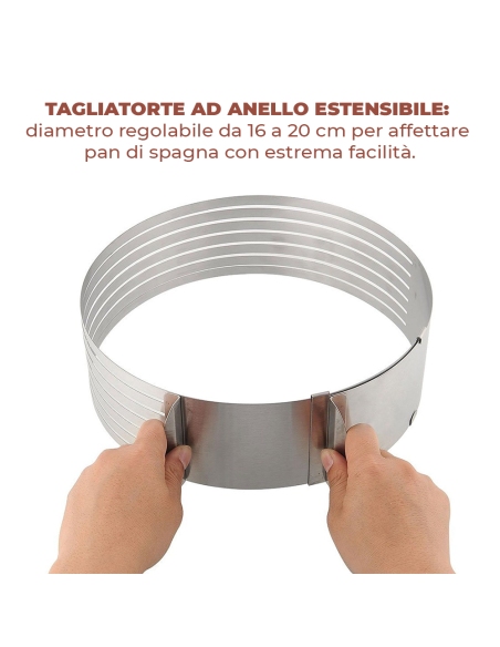 Anello taglia torte 4361 in acciaio inox con 7 scanalature ø da 16 a 20 cm