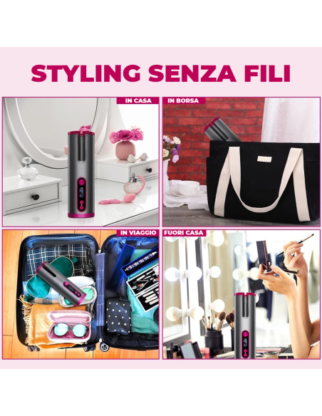 Arricciacapelli automatica Wireless 945126 Portatile ricci onde Ricaricabile USB