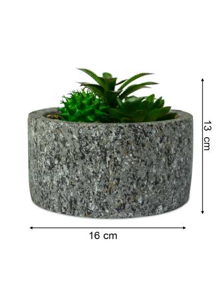 ArtFlowers Pianta grassa artificiale 425145 realistica vaso simil granito Ø16 cm