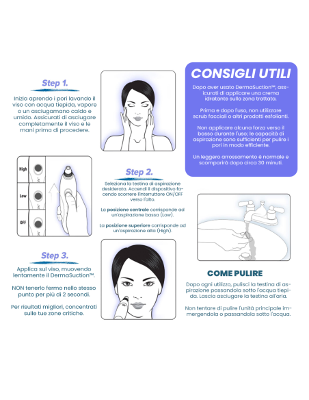 Aspiratore SUCTION pulitore facciale 345636 pulizia pori punti neri e impurità