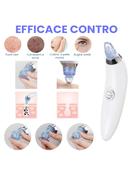 Aspiratore SUCTION pulitore facciale 345636 pulizia pori punti neri e impurità