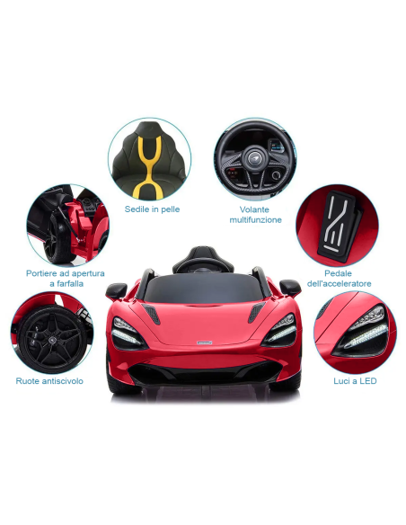 Auto Elettrica per Bambini MCLAREN 720S LT901 12V Telecomando Luci MP3 USB e AUX