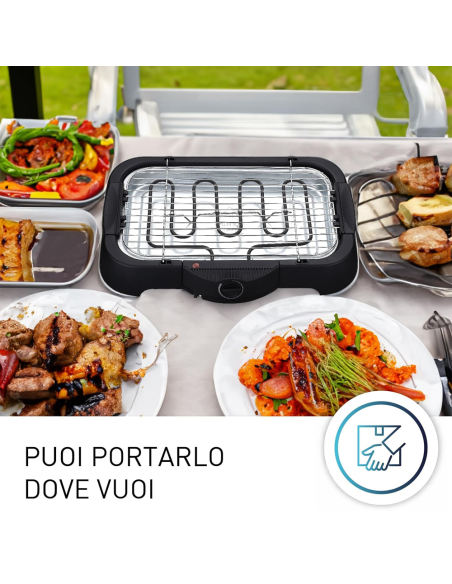 Barbecue da tavolo elettrico JORDAN griglia acciaio JGB304T1 max 2200W 47x28cm