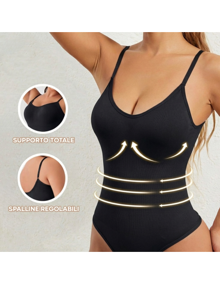 Body Contenitivo Donna con Spalline Regolabili Canotta Tessuto Elasticizzato