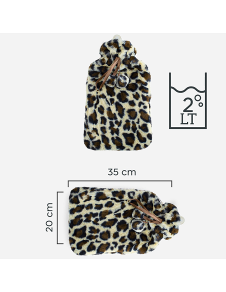 Borsa per Acqua Calda 567912 2Lt Rivestita in Pile Animalier Riscalda E Rilassa