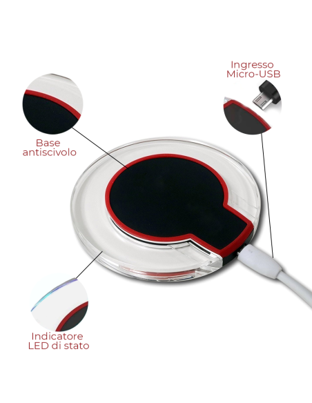 Carica batterie ad induzione wireless Qi 713527 base di ricarica wifi universale