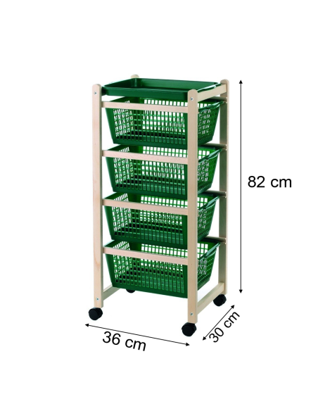 Carrello cucina 922-152 vassoi estraibili 4 cesti plastica 4 ruote 36x30xh82 cm