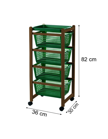 Carrello cucina 922-152 vassoi estraibili 4 cesti plastica 4 ruote 36x30xh82 cm