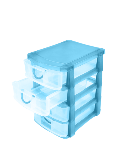 Cassettiera linea COCCINELLA 4 Piani 684203 plastica rigida colorata 13x17x18 cm