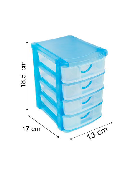 Cassettiera linea COCCINELLA 4 Piani 684203 plastica rigida colorata 13x17x18 cm