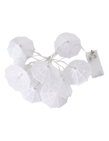 Catena Luci 10 ombrellini led da esterno 037189 a batterie 210cm per feste