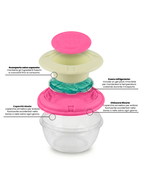 Contenitore porta pranzo KEEP & GO 355305 con gel refrigerante caldo-freddo