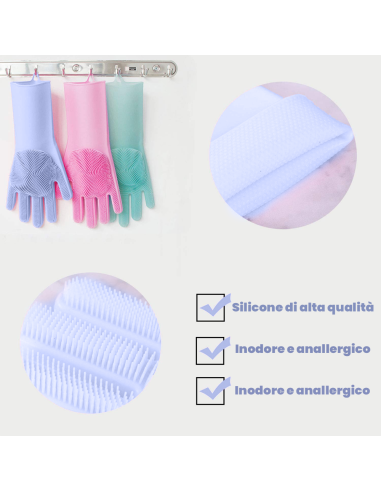Coppia di Guanti in silicone 2 in 1 con spugna...