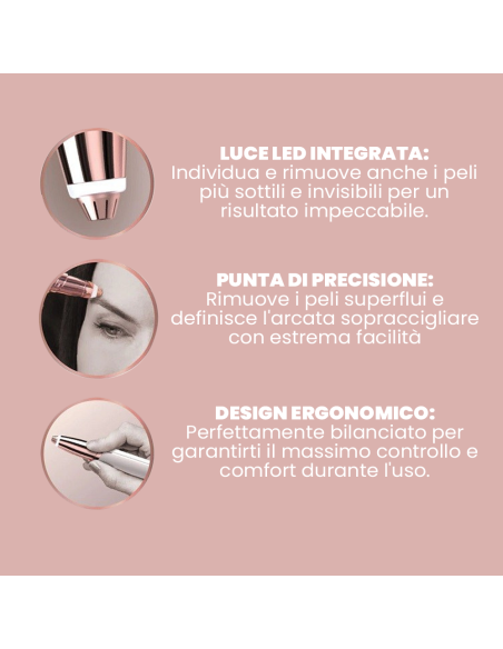 Depilatore facciale a forma di penna BEAUTY BROWS 712179 elimina peli rapida