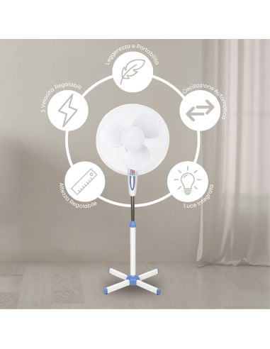 DGSUMMER Ventilatore piantana pala 40cm 3...