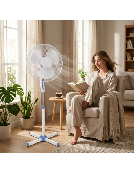 DGSUMMER Ventilatore piantana pala 40cm 3 velocità potenza 45W 130h cm con luce