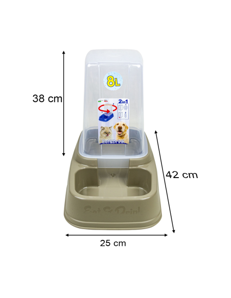 Dispenser automatico a caduta 2in1 Eat and Drink 100930 crocchette e acqua 8L