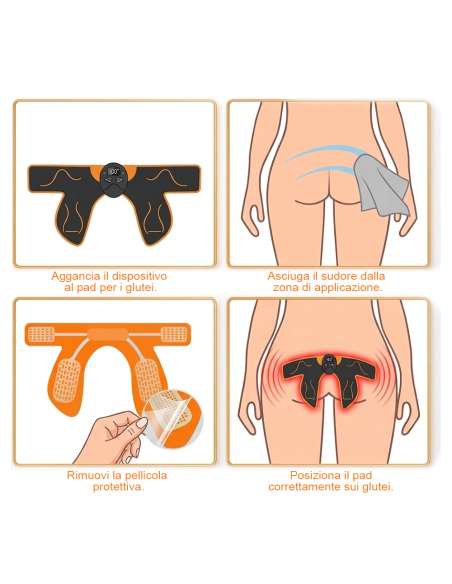 Elettrostimolatore glutei Perfect Hips 857930 portatile senza fili 15 livelli