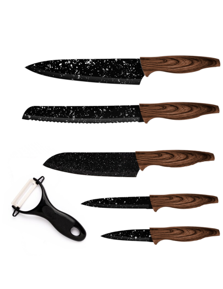 Set 5 Coltelli e Pelapatate da Cucina Professionali in Ceramica Lame in Granito