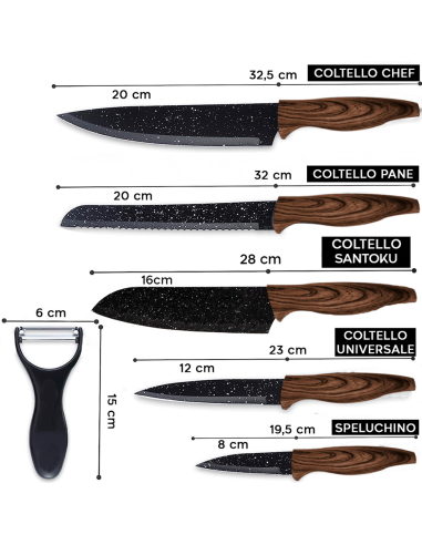 Set 5 Coltelli e Pelapatate da Cucina...