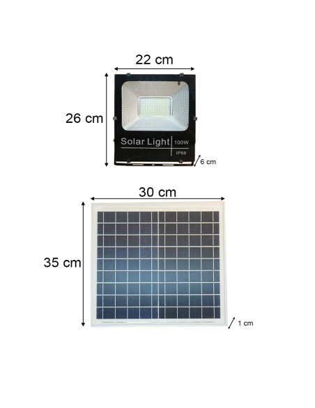 Faro 100W led fredda energia solare 011100 con crepuscolare e telecomando 6500k