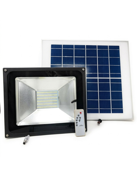 Faro 100W led fredda energia solare 011100 con crepuscolare e telecomando 6500k