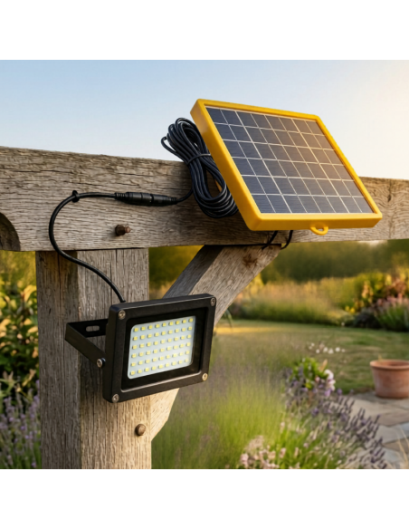 Faro led 10 W 370 lumen con pannello fotovoltaico da esterno luce fredda