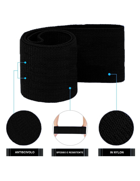 Fascia di resistenza in Nylon art. 784040 per allenamento fitness gambe glutei