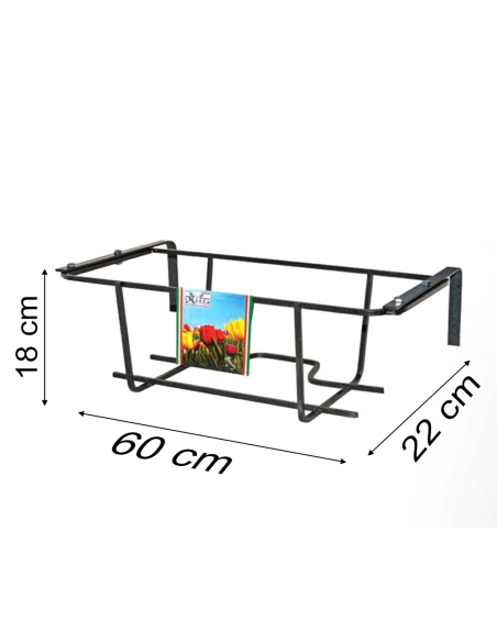 Fioriera balconiera TULIPANO 22x60x18 cm Iron Grey  Art 750.C regolabile