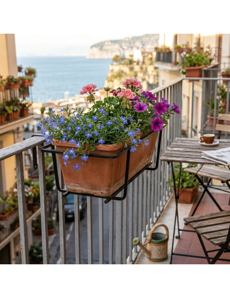 Fioriera balconiera TULIPANO 22x60x18 cm Iron Grey  Art 750.C regolabile