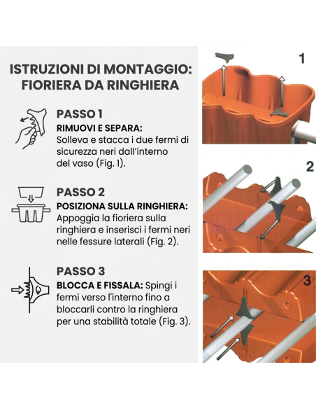 Fioriera da balcone rettangolare art. 120347 plastica polipropilene 37x28x20cm