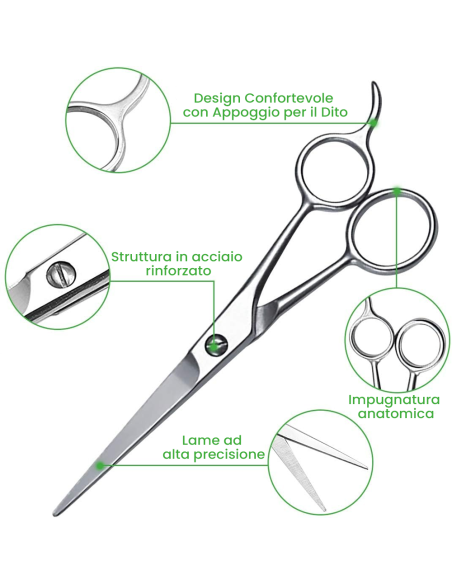 Forbici da barbiere 154990 OMNIA ACCIAIO inox 16cm lama retta hairstyle