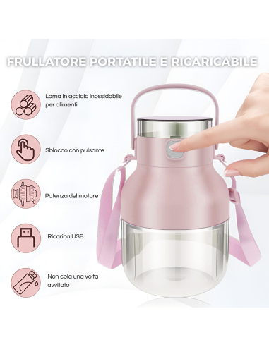 Frullatore Mixer Elettrico Ricaricabile...